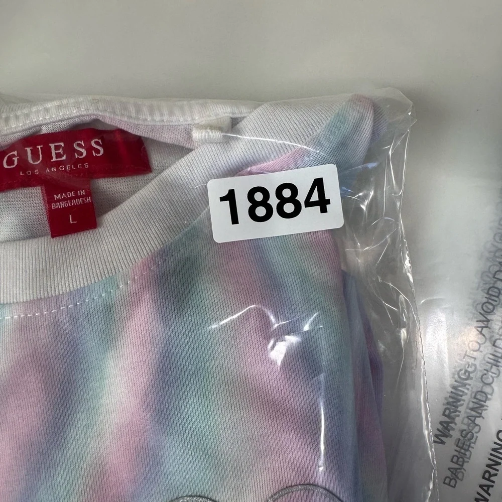 Guess Logo Short Sleeve Pastel Tie-Dye T-Shirt Size L #1884 - Picture 5 of 5